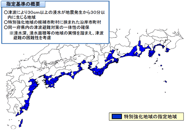 南海トラフ地震津波避難対策特別強化地域の指定