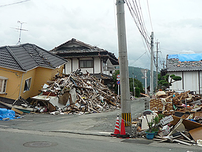 震災後の本県益城町の様子