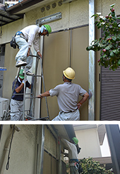 鉄骨フレームの仮組み、ボルトの仮締め